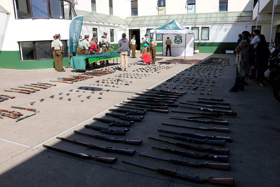 Más de 560 armas de fuego fueron recuperadas por Carabineros en la Región de Valparaíso durante el 2020