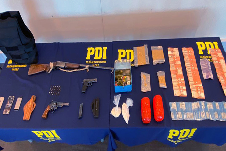Con droga, armas y munición fue detenido por la PDI sujeto que realizaba asaltos en Curauma